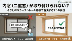 内窓がつかない？ 「ふかし枠」と「レール移設」で解決！