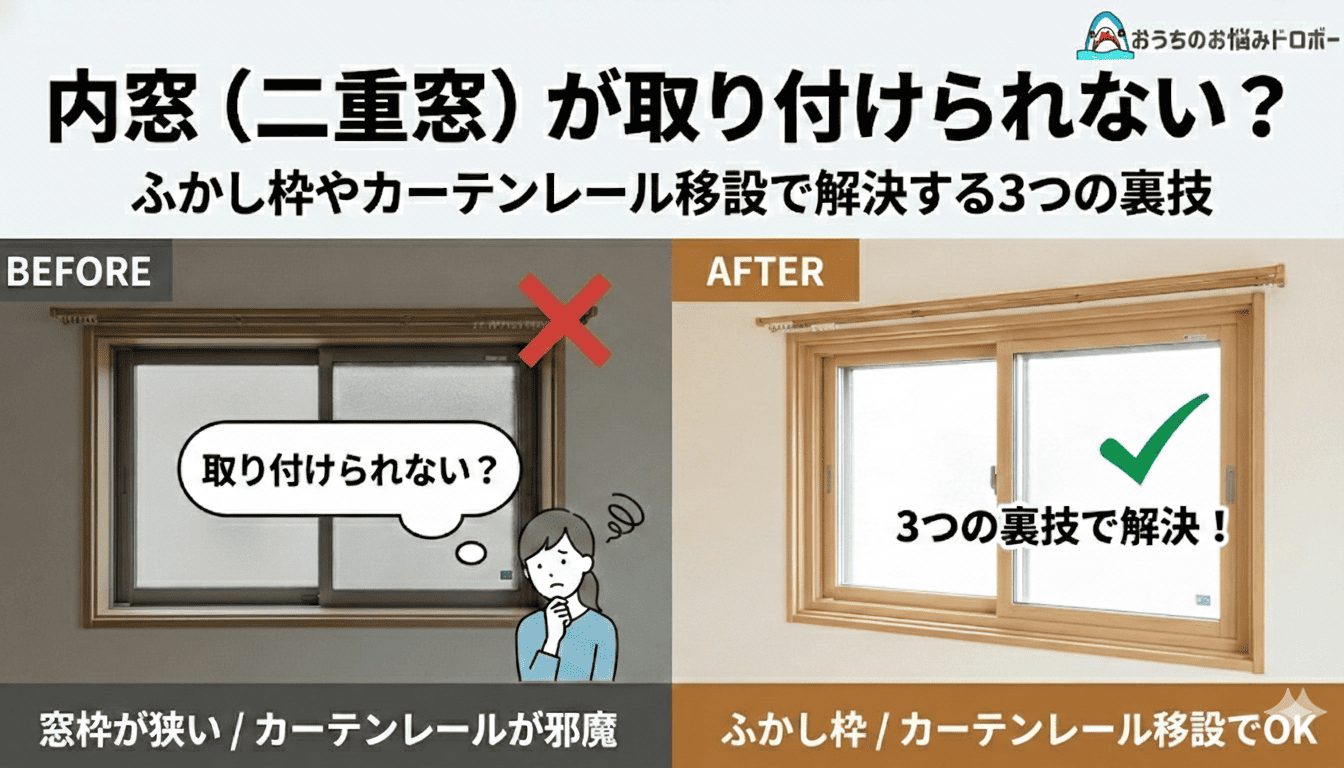 内窓がつかない？ 「ふかし枠」と「レール移設」で解決！